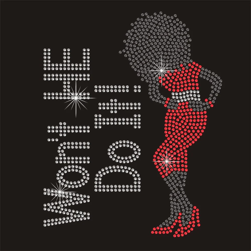 Won't he do it afro girl love jesus rhinestone hot fix transfers for t shirt