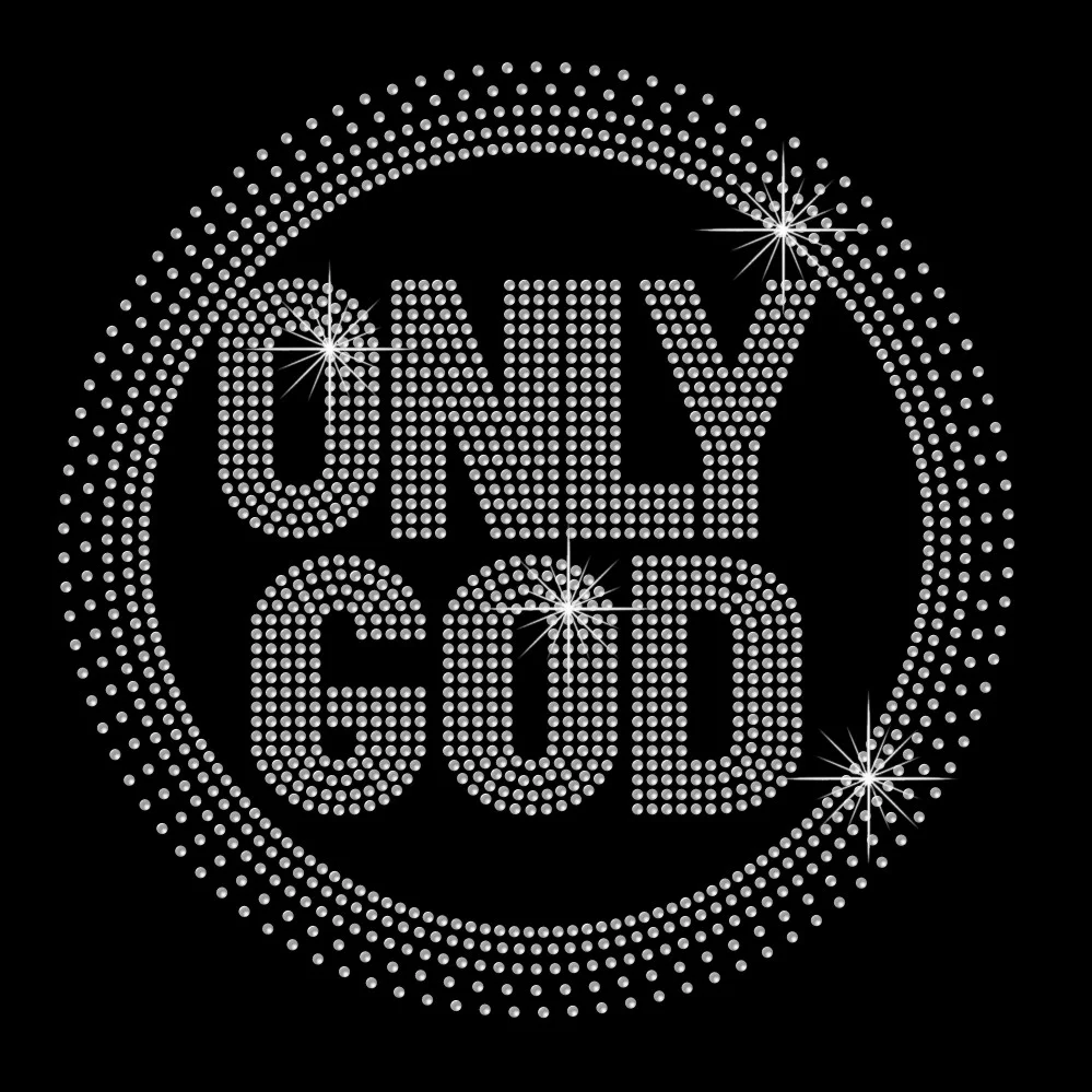 Wholesale low price only god letter crystal 3mm size rhinestone personalized iron on transfers