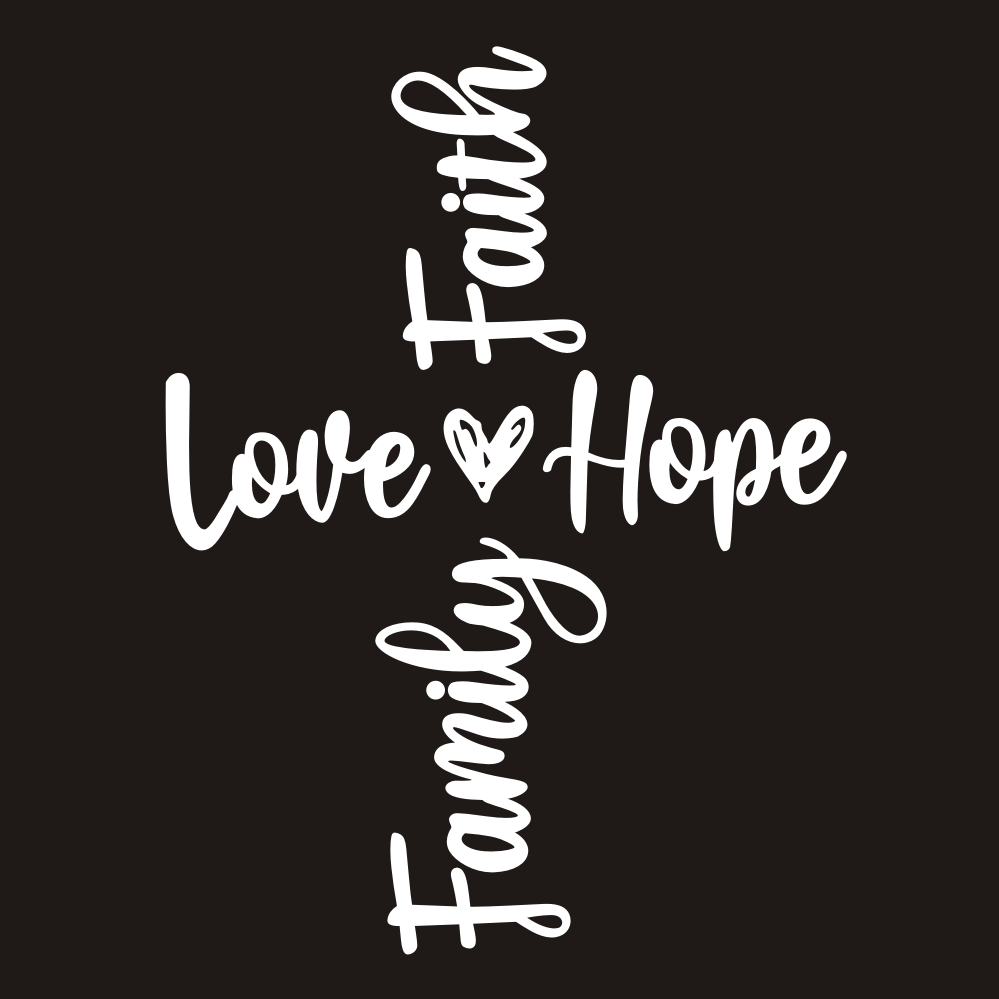 Cutting white pu vinyl love hope faith cross motif heat press iron on transfer