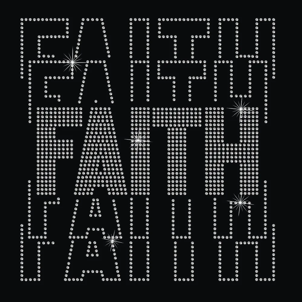 Crystal hot fix rhinestone faith word heat transfer bling iron on decals