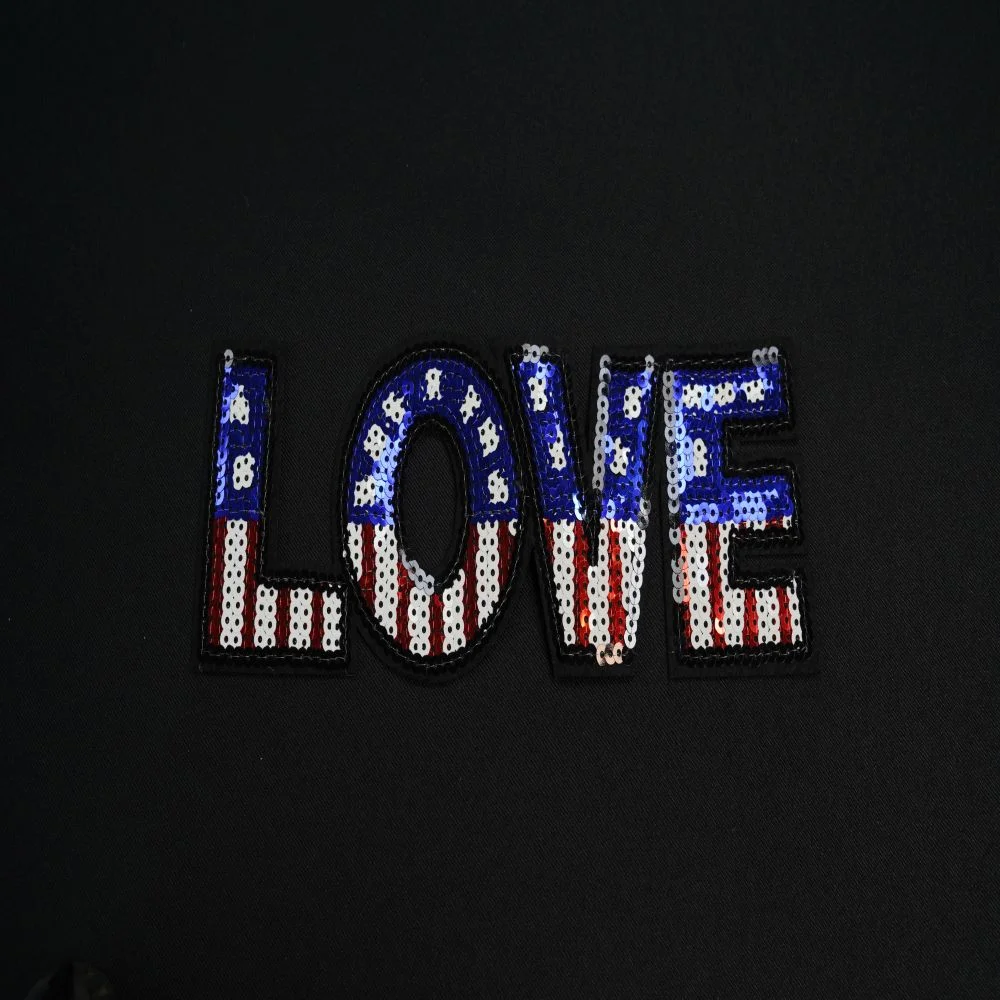 love Sequin Patch 9.2x3 inch