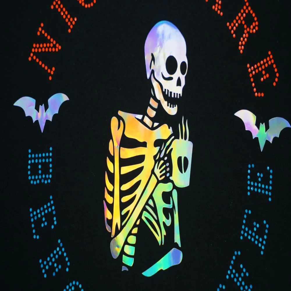 halloween and skull Hologram Vinyl Transfer 10x9.5inch