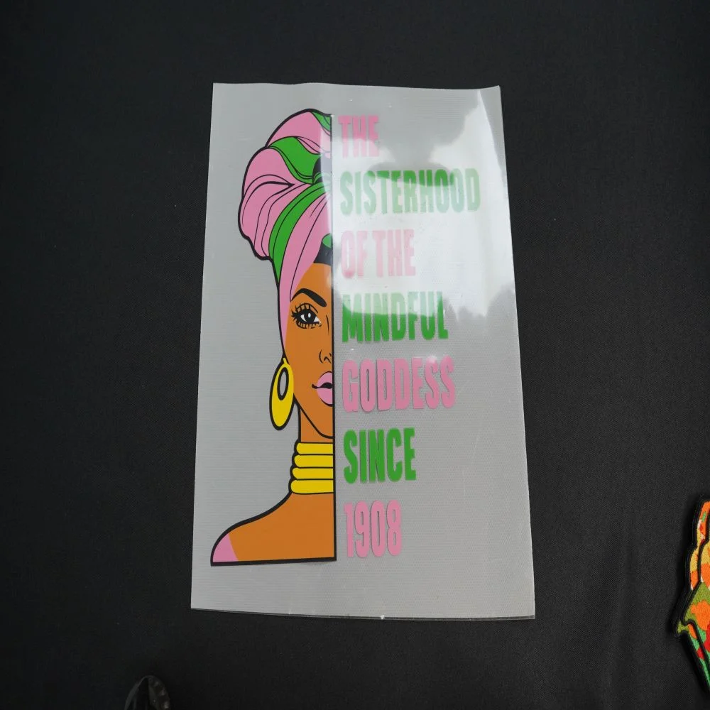 afro girl Printabel PU Vinyl Transfer 9.4x8.7 inch
