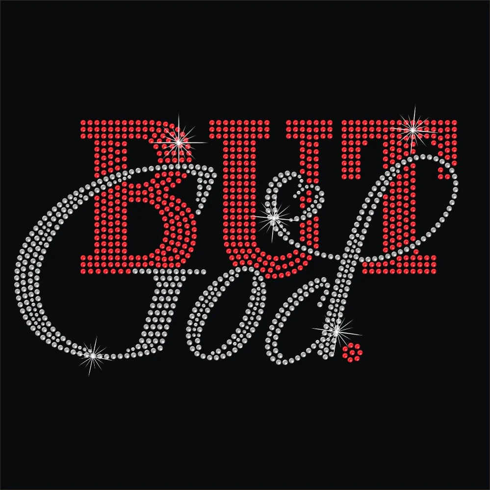 3mm size crystal and red color hot fix rhinestone but god letter iron on transfers