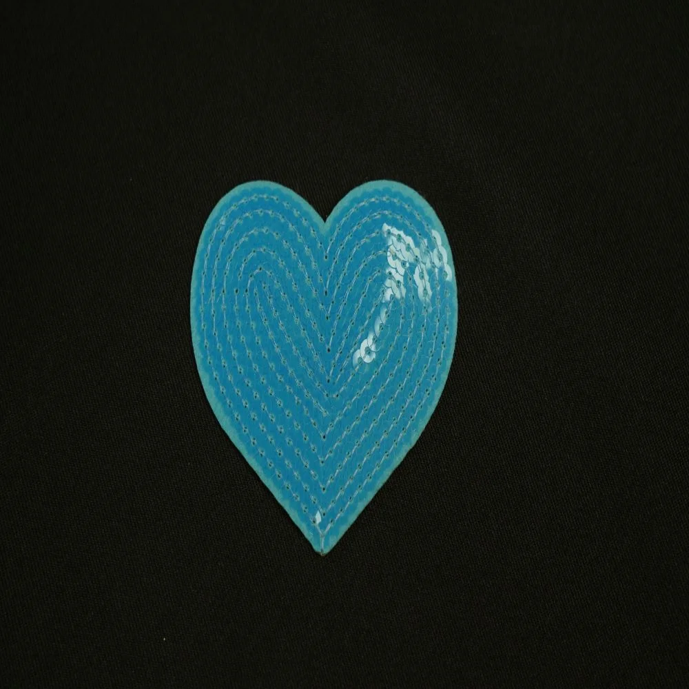 heart Sequin Patch 3.5x2.6 inch